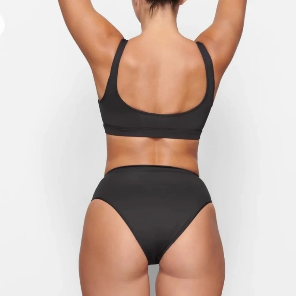 Skims Swim Mid-Waist Bottoms Onyx Black Size 2X